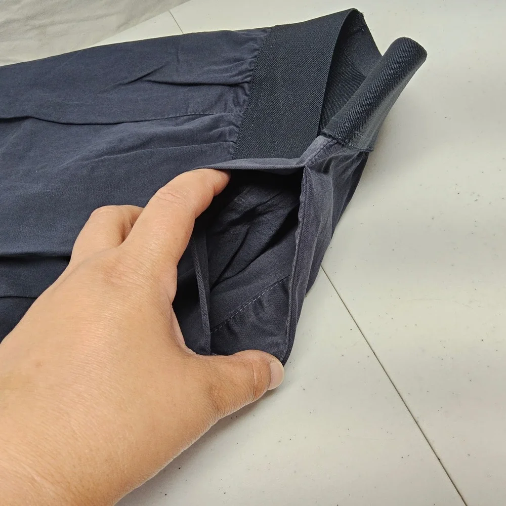 J.Crew Mini Skirt Womens 6 Navy Blue‎ Cotton Elastic Waist Pleated Pockets 28544